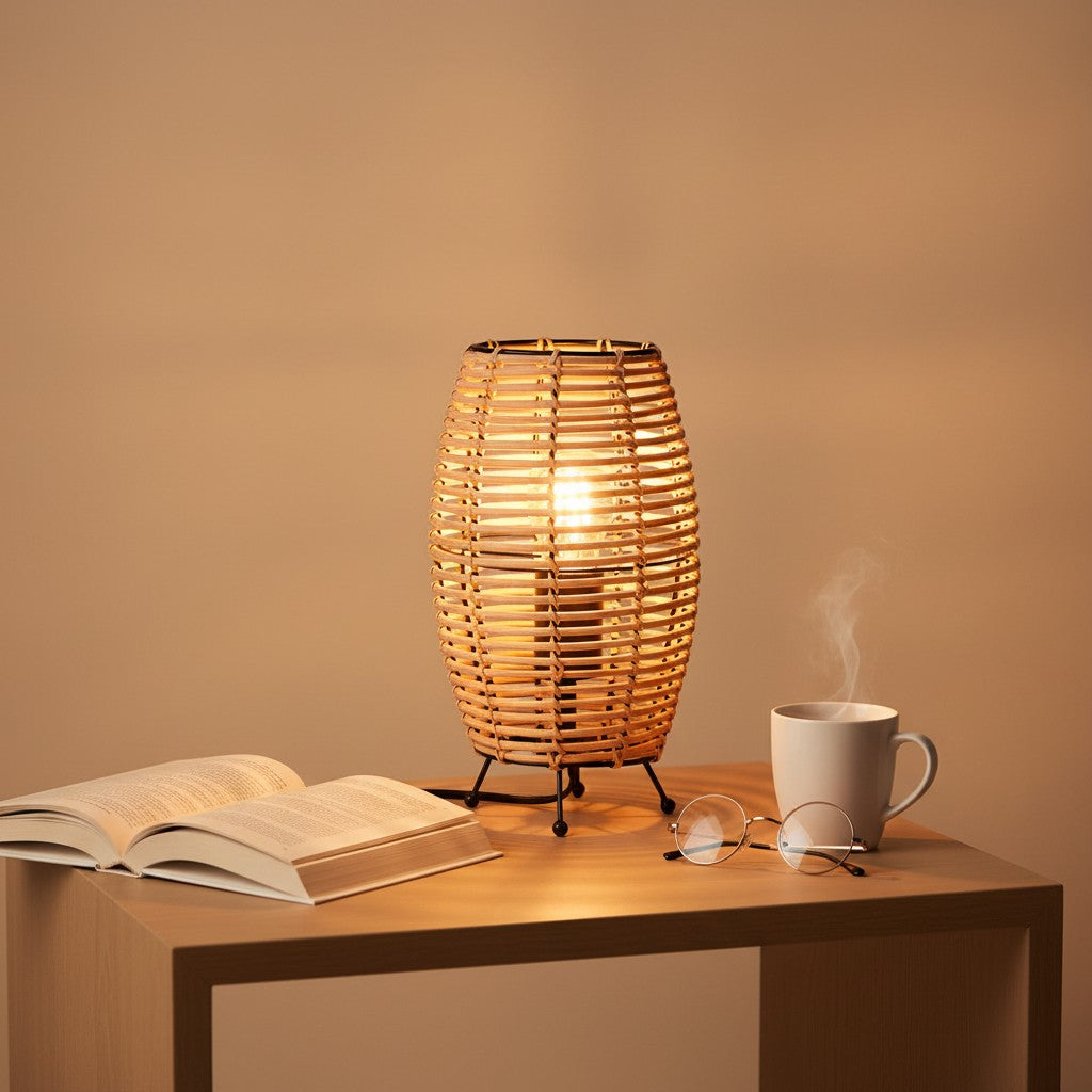 Lampe de Chevet en Rotin - Style Boheme Naturel