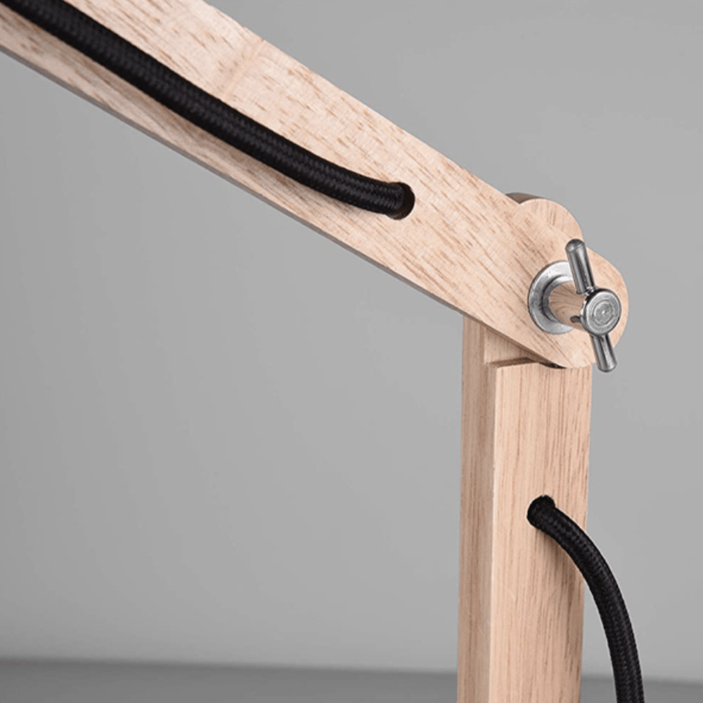 Lampe de Table Articulée en Bois et Finition Noire - Style Industriel