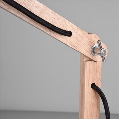Lampe de Table Articulée en Bois et Finition Noire - Style Industriel