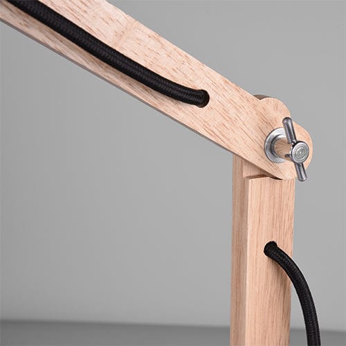 Lampe de Table Articulée en Bois et Finition Noire - Style Industriel