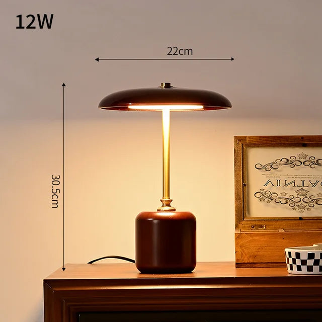 Lampe de Table Champignon LED - Élégance Lumineuse en Verre et Bois