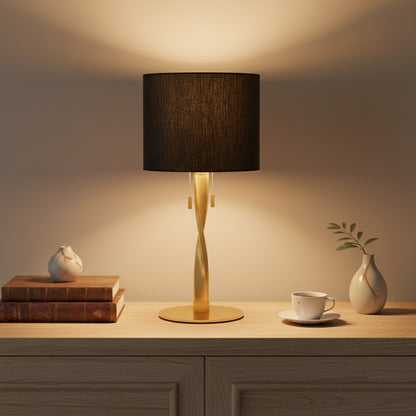 Lampe de Table Design Or et Abat Jour Noir