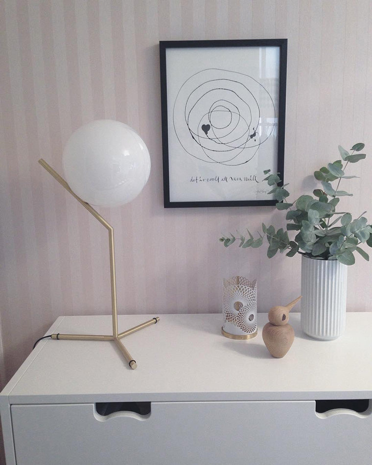 Lampe de Table Globe en Verre Laiteux