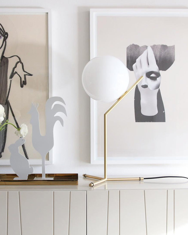 Lampe de Table Globe en Verre Laiteux