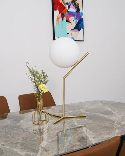 Lampe de Table Globe en Verre Laiteux