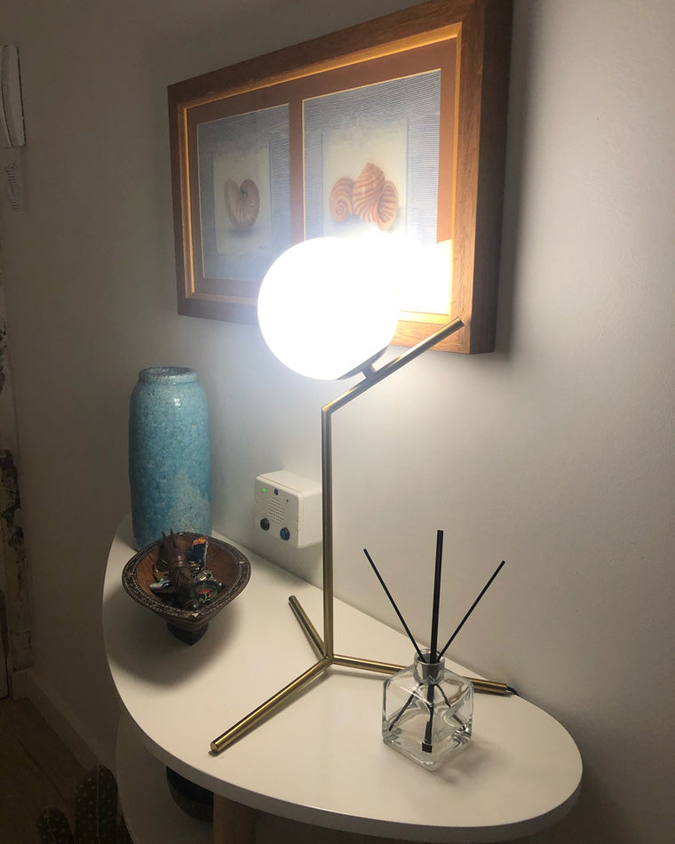 Lampe de Table Globe en Verre Laiteux
