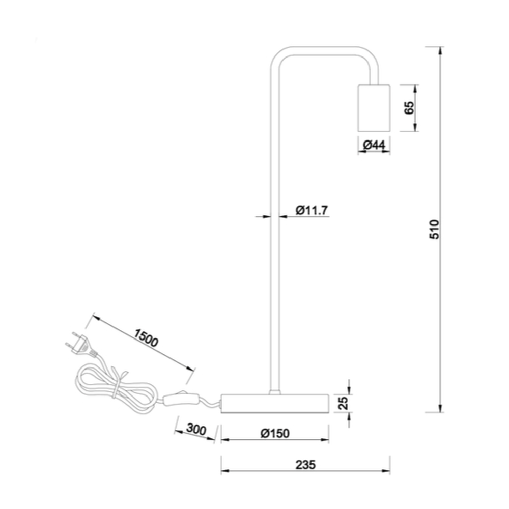 Lampe de Table Noire en Metal et Ampoule