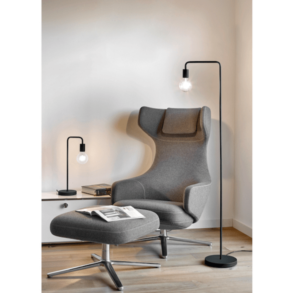 Lampe de Table Noire en Metal et Ampoule