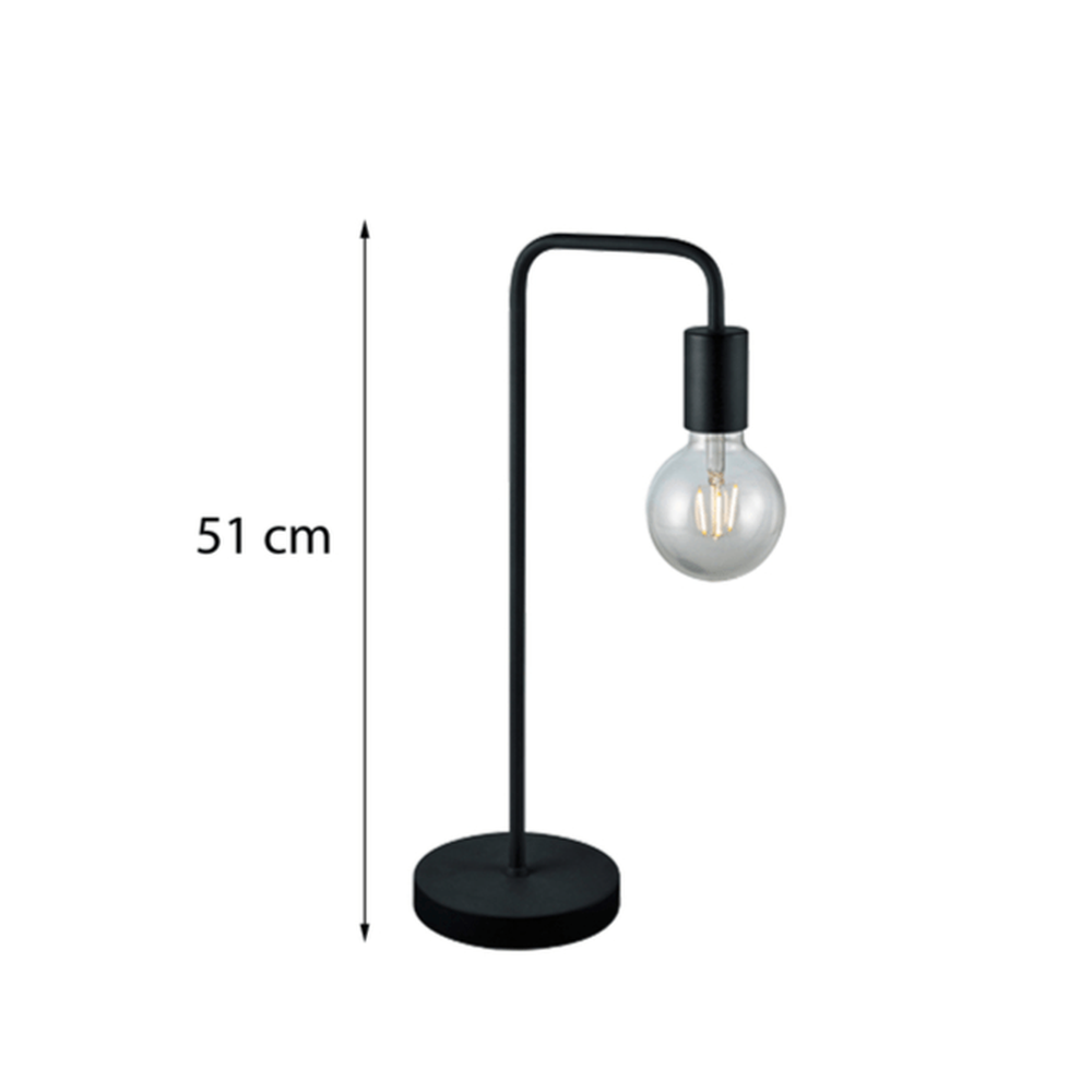 Lampe de Table Noire en Metal et Ampoule