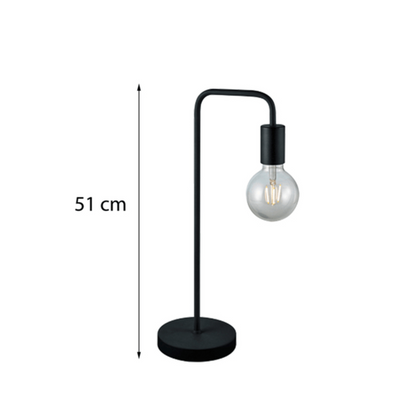 Lampe de Table Noire en Metal et Ampoule