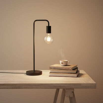 Lampe de Table Noire en Metal et Ampoule