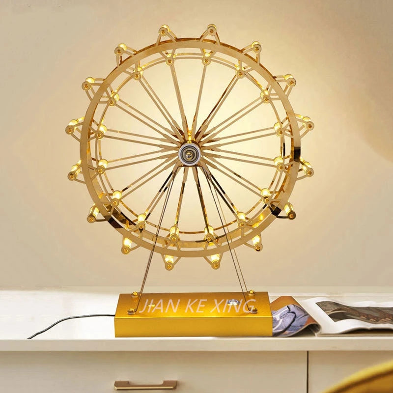 Lampe de Table Rétro - Grande Roue Élégante