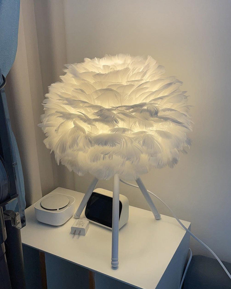 Lampe de Table Trépied à Plumes