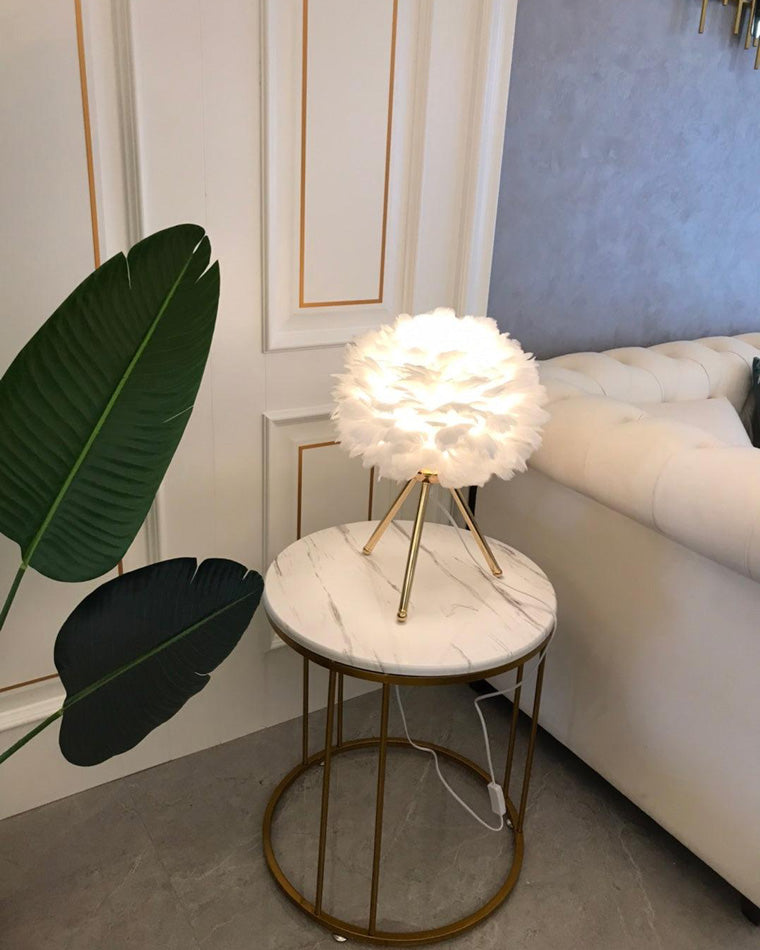 Lampe de Table Trépied à Plumes