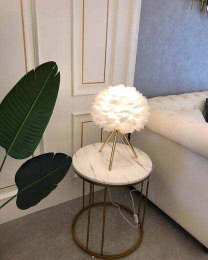 Lampe de Table Trépied à Plumes