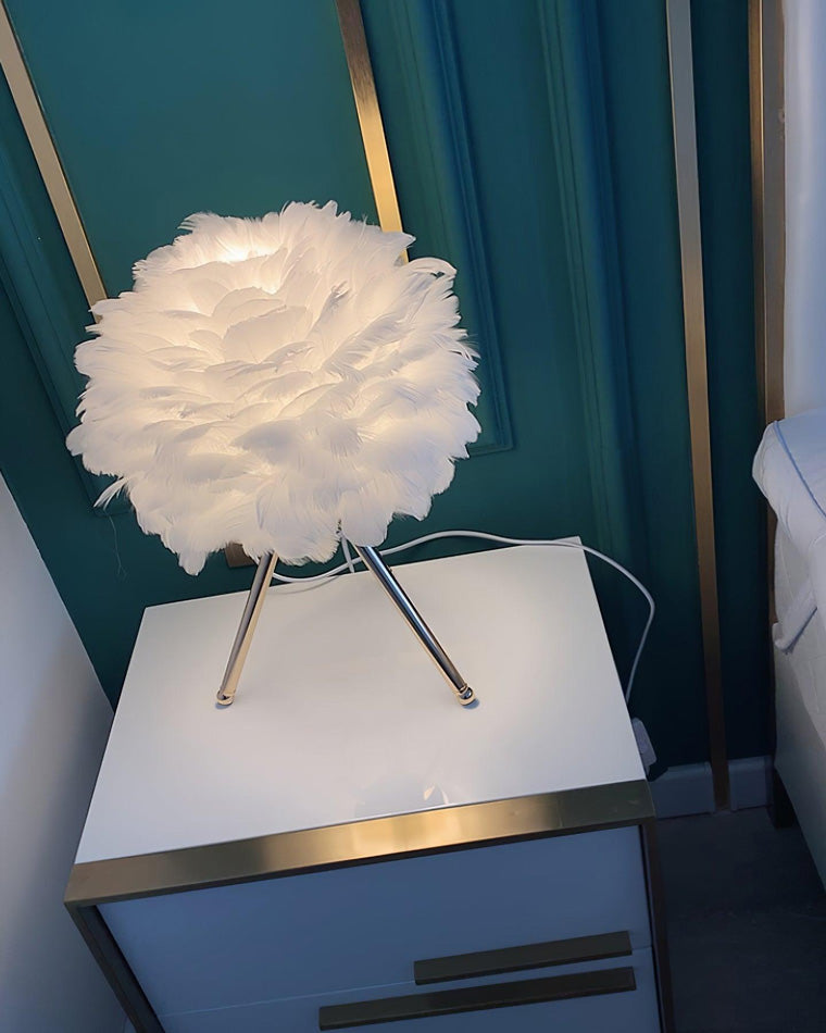 Lampe de Table Trépied à Plumes