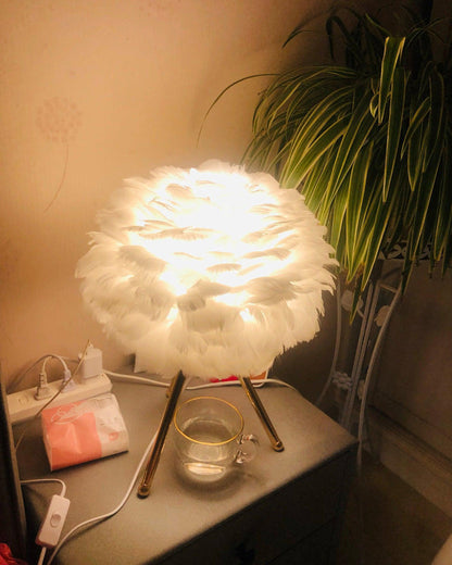 Lampe de Table Trépied à Plumes