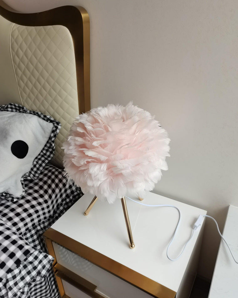 Lampe de Table Trépied à Plumes