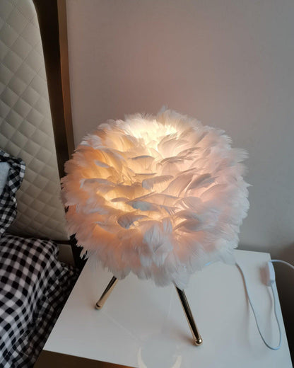 Lampe de Table Trépied à Plumes