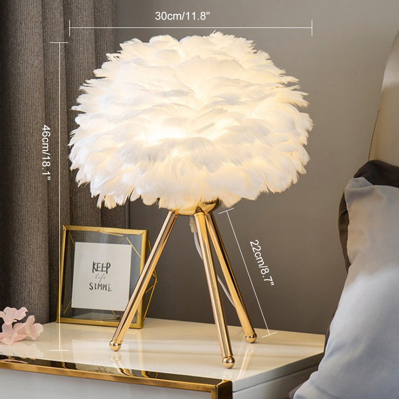 Lampe de Table Trépied à Plumes