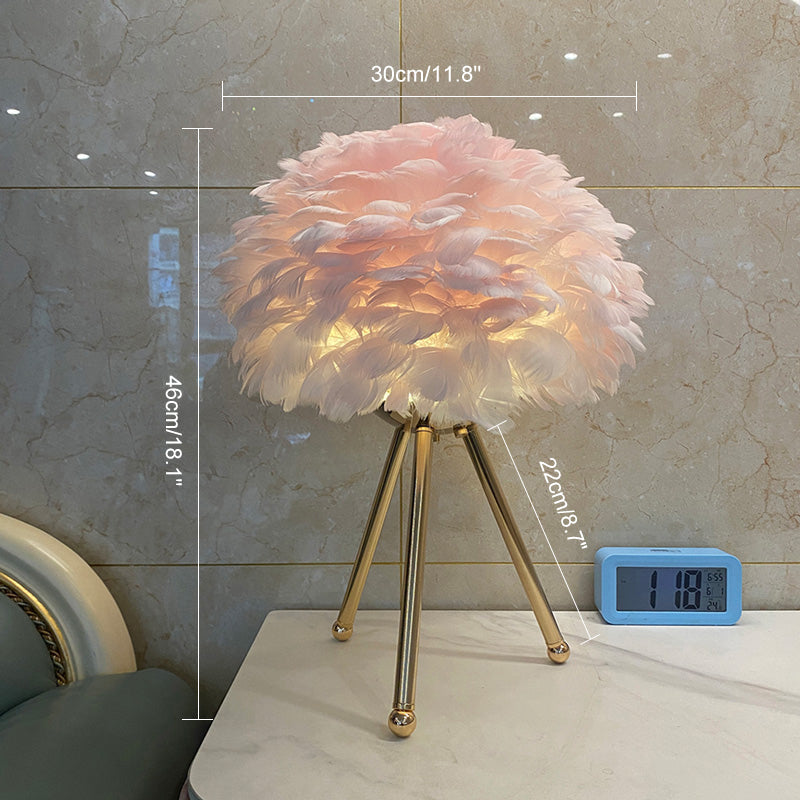 Lampe de Table Trépied à Plumes