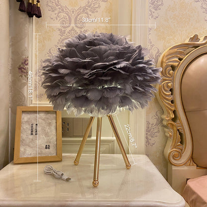 Lampe de Table Trépied à Plumes