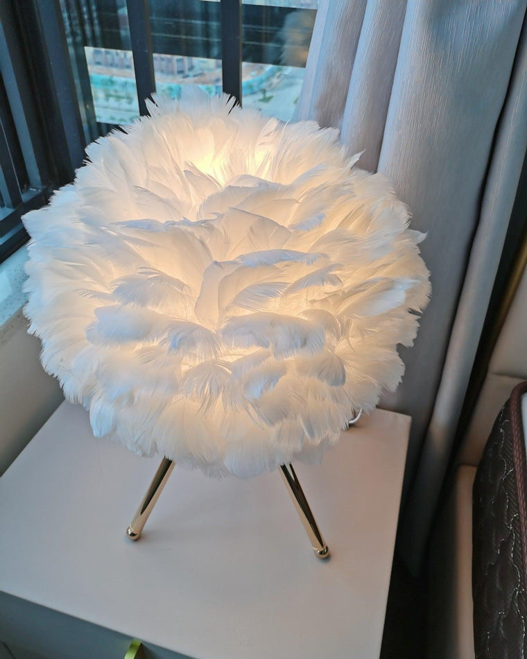 Lampe de Table Trépied à Plumes