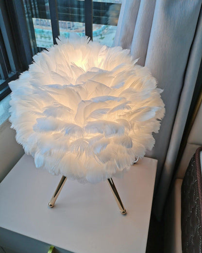 Lampe de Table Trépied à Plumes
