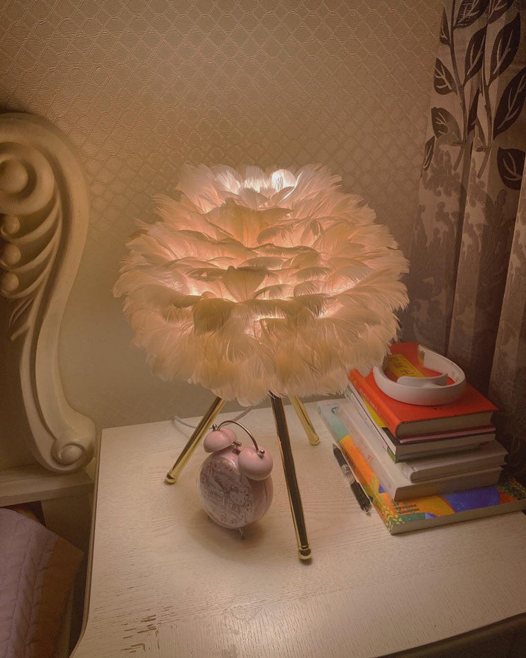 Lampe de Table Trépied à Plumes