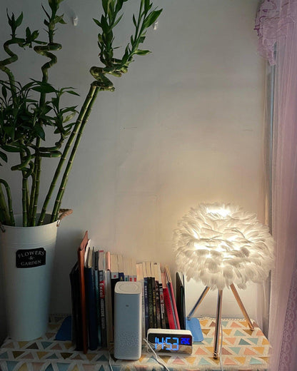 Lampe de Table Trépied à Plumes