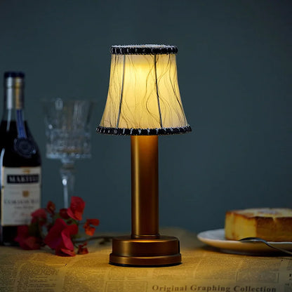 Lampe de Table sans fil Harlon - Élégante et Rechargeable Sans Fil en Métal et Soie