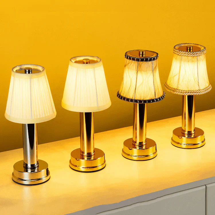 Lampe de Table sans fil Harlon - Élégante et Rechargeable Sans Fil en Métal et Soie
