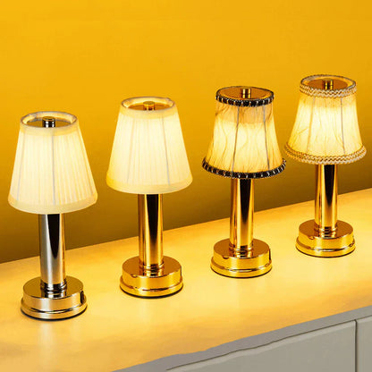 Lampe de Table sans fil Harlon - Élégante et Rechargeable Sans Fil en Métal et Soie