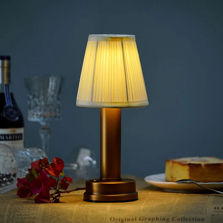 Lampe de Table sans fil Harlon - Élégante et Rechargeable Sans Fil en Métal et Soie