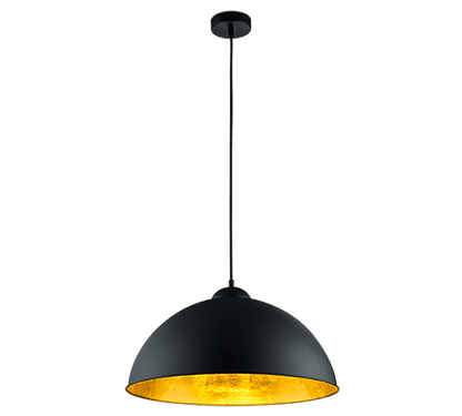 Lampe suspension noire et intérieur dorée