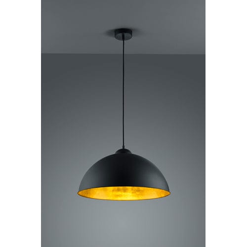 Lampe suspension noire et intérieur dorée