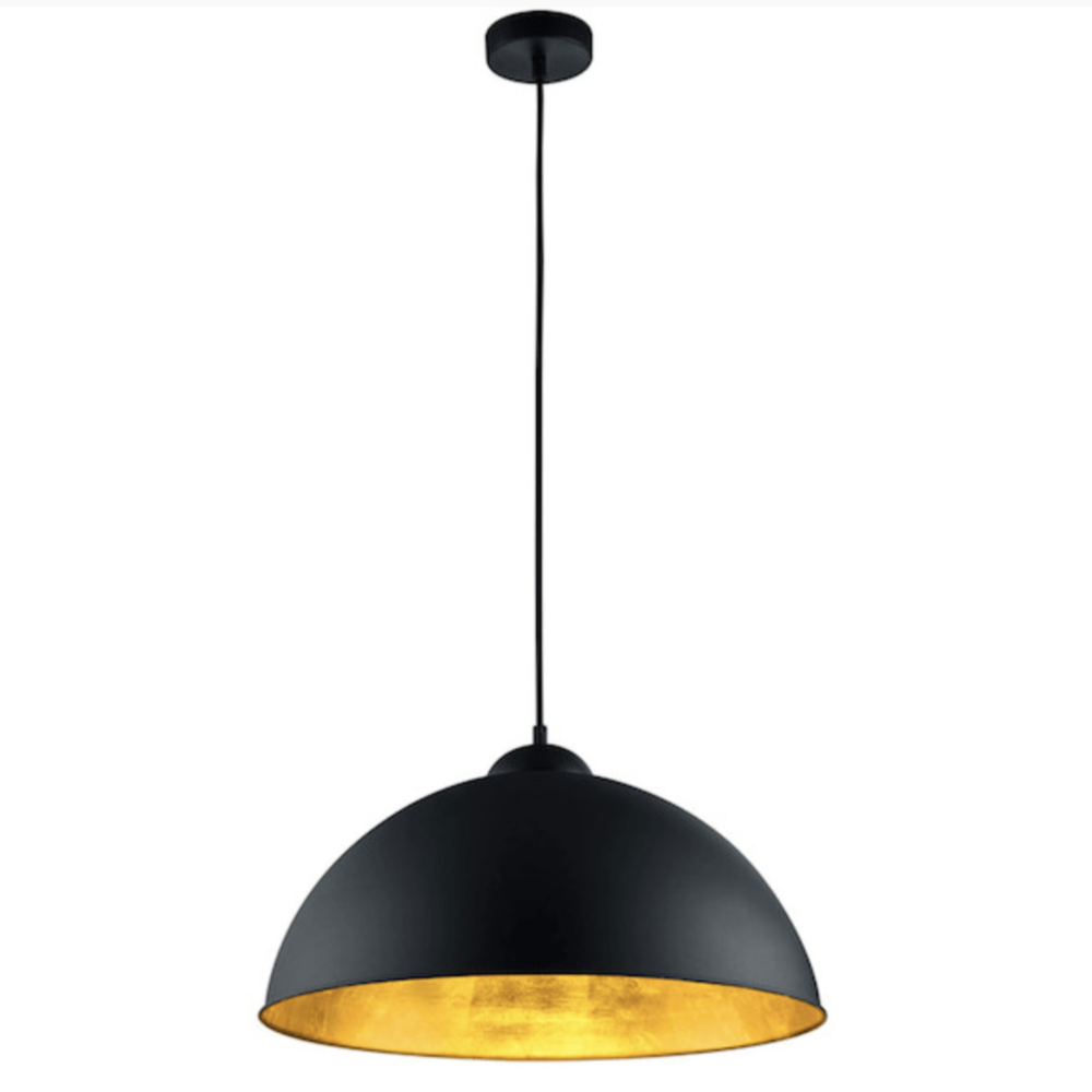 Lampe suspension noire et intérieur dorée