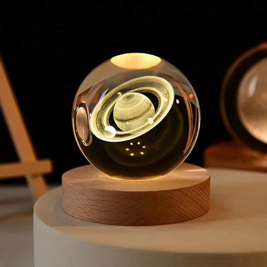 Lampe 3D Planète Cristal - CosmoLumière 1