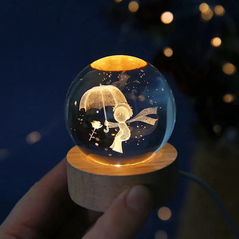 Lampe 3D Planète Cristal - CosmoLumière 2