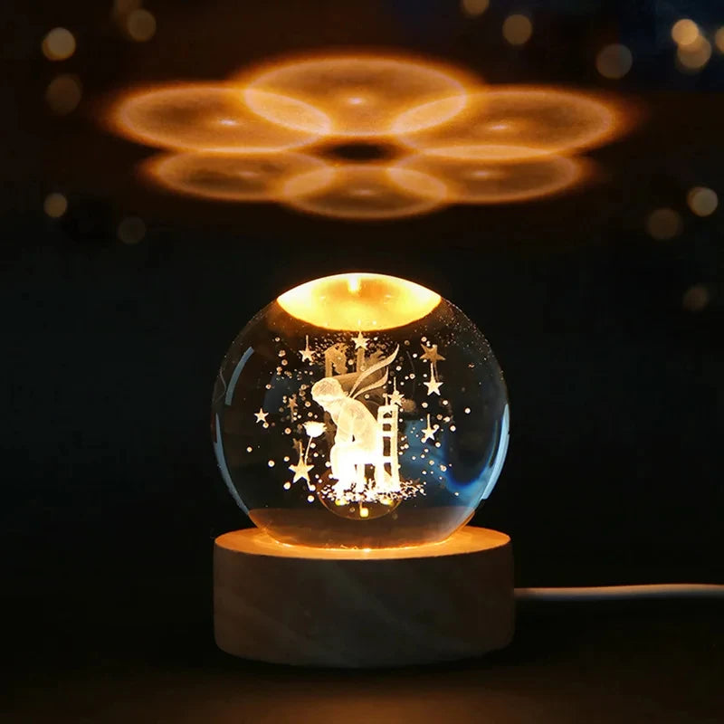 Lampe 3D Planète Cristal - CosmoLumière 3
