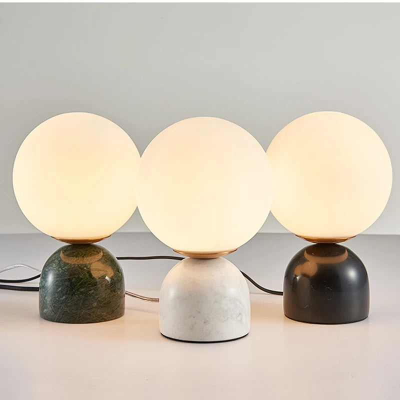 Lampe en Verre Rond Marbre - Éclat Chic pour Salon 1
