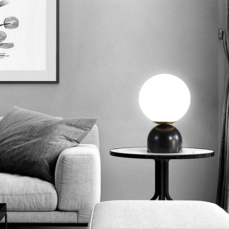 Lampe en Verre Rond Marbre - Éclat Chic pour Salon 2