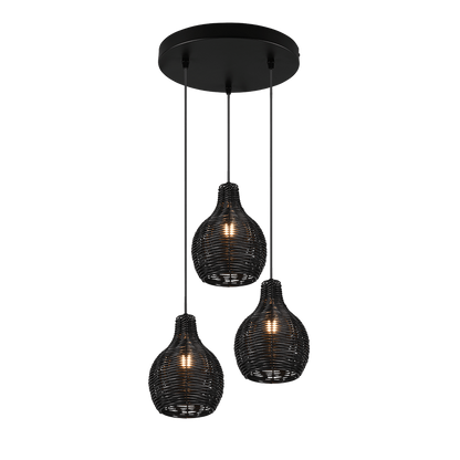 Luminaire de 3 suspensions en rotin