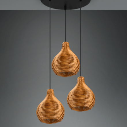 Luminaire de 3 suspensions en rotin