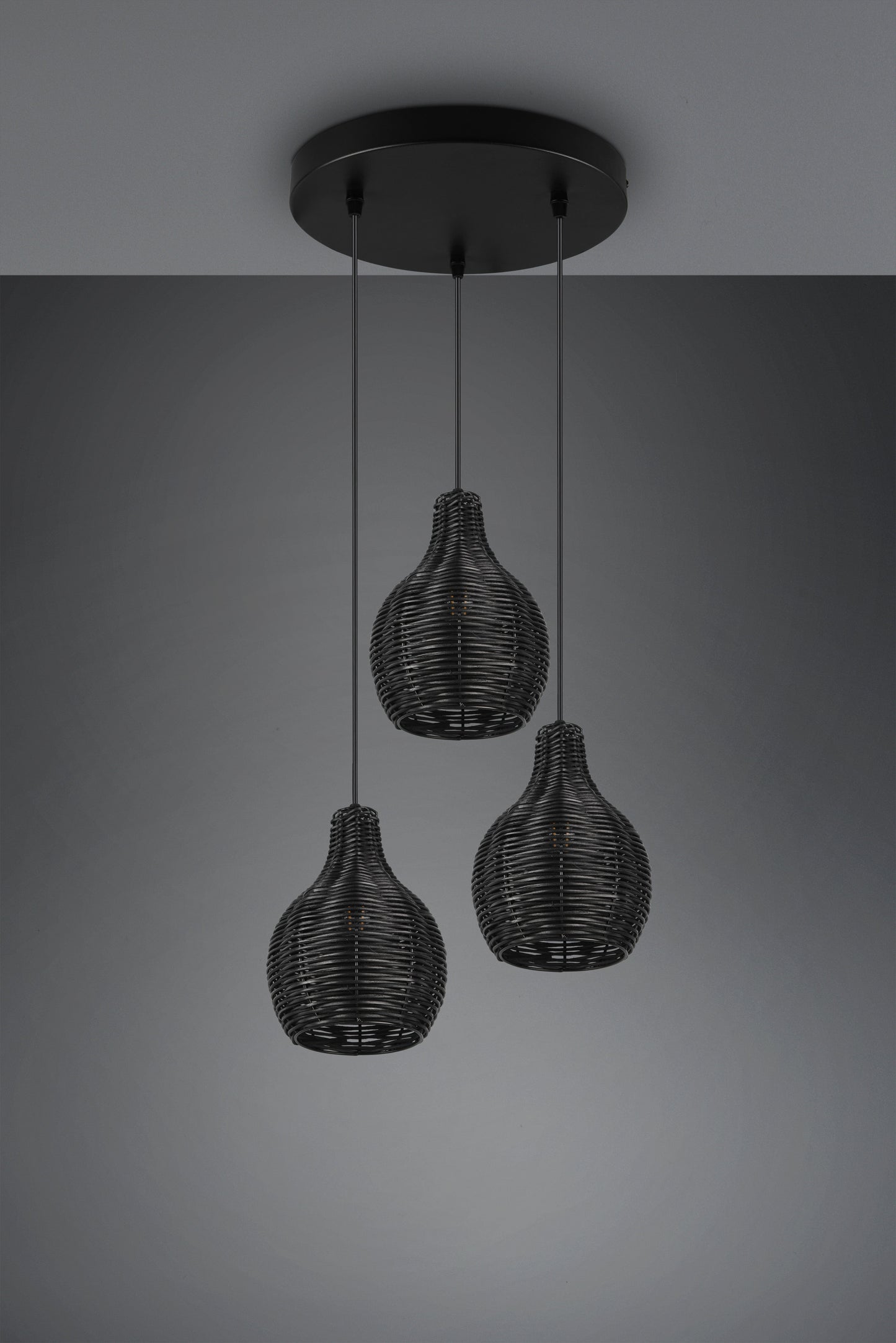 Luminaire de 3 suspensions en rotin