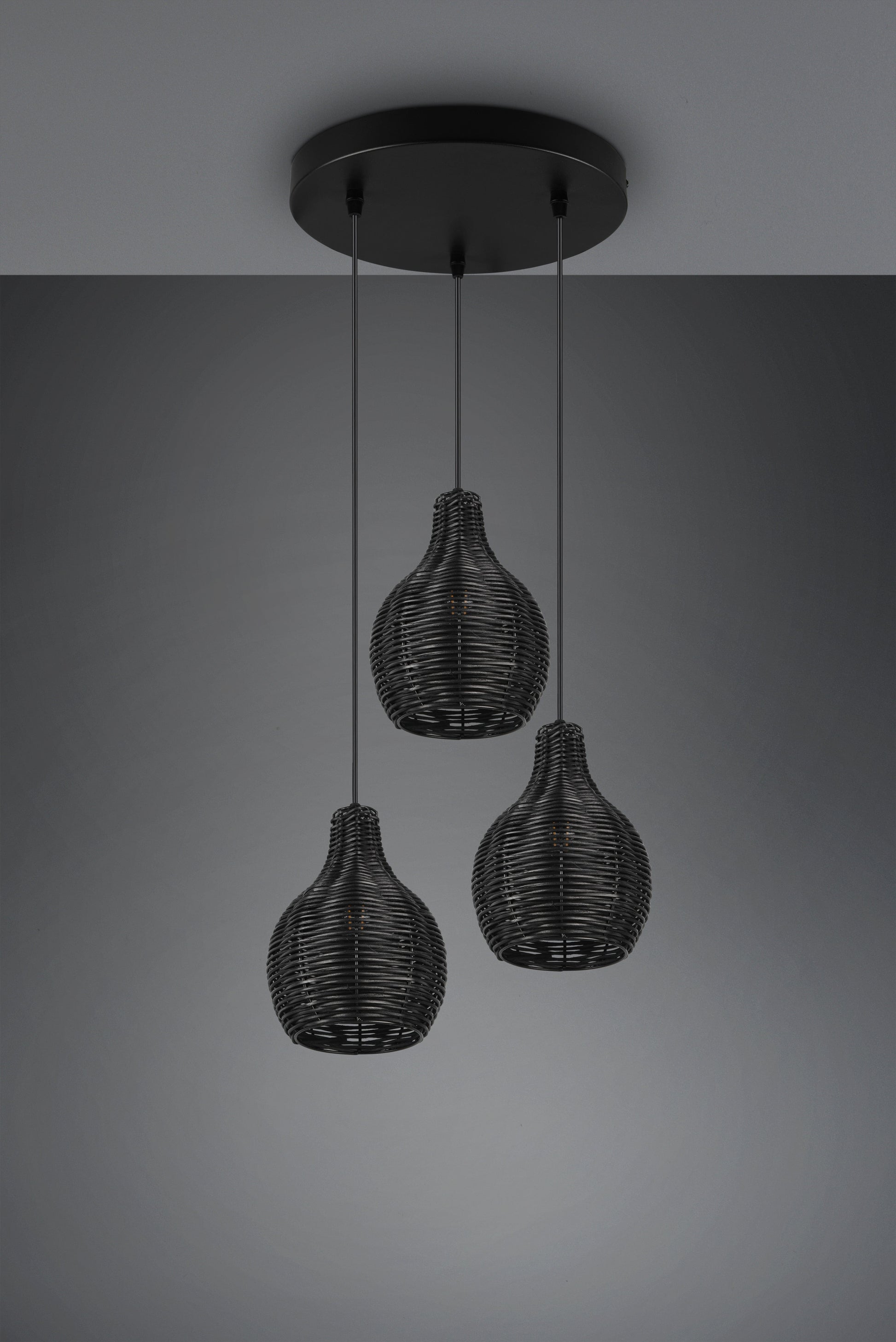 Luminaire de 3 suspensions en rotin
