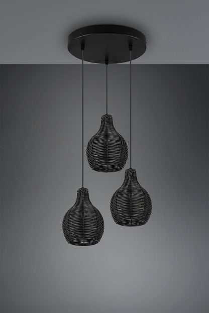 Luminaire de 3 suspensions en rotin
