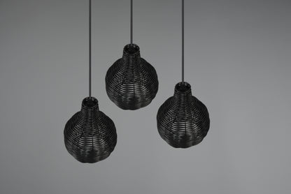 Luminaire de 3 suspensions en rotin