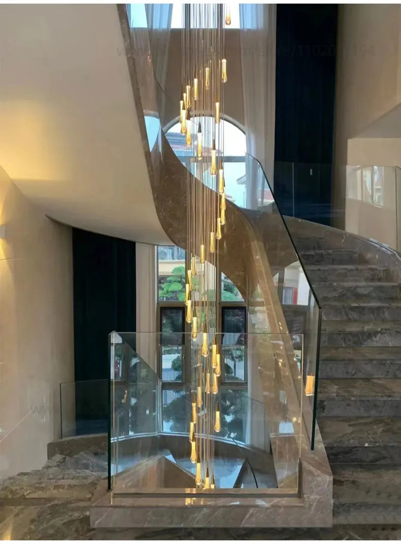 Luminaire de suspensions gouttes dorées