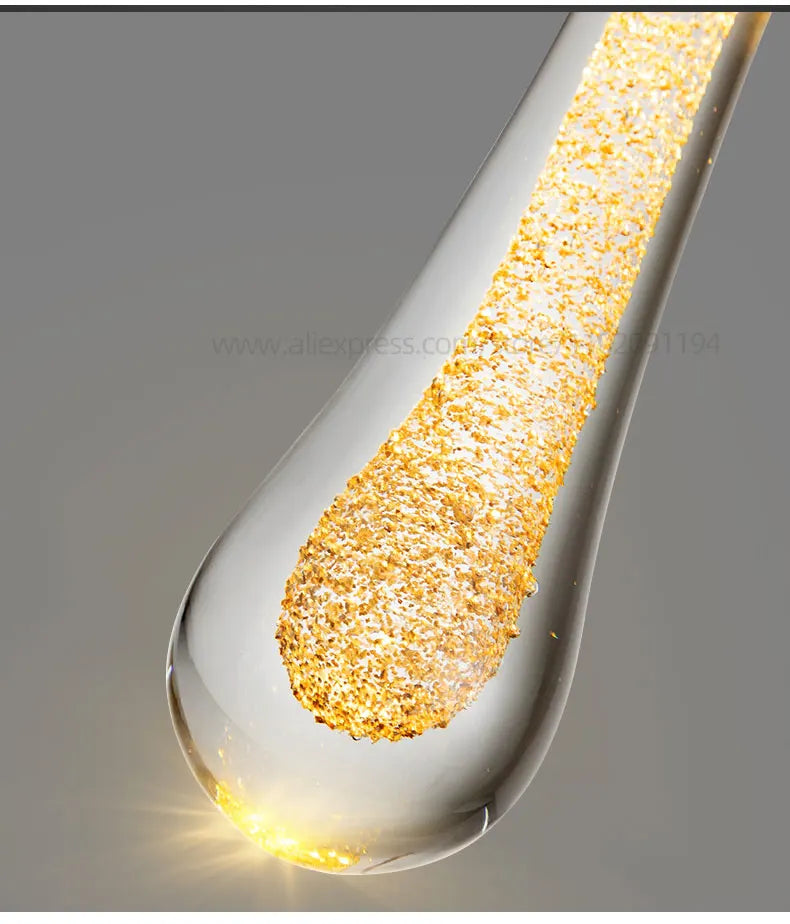 Luminaire de suspensions gouttes dorées